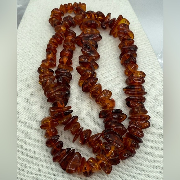 Genuine Amber Graduated Nugget Necklace 26” Slip On No Clasp 54.5 grams - Picture 12 of 17
